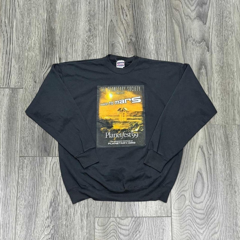 Vintage 1999 Planetfest '99 Mission to Mars Sweatshirt Large Black Hanes Heavy